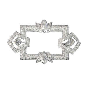 Timeless Window: Fifties Diamond Brooch in Platinum